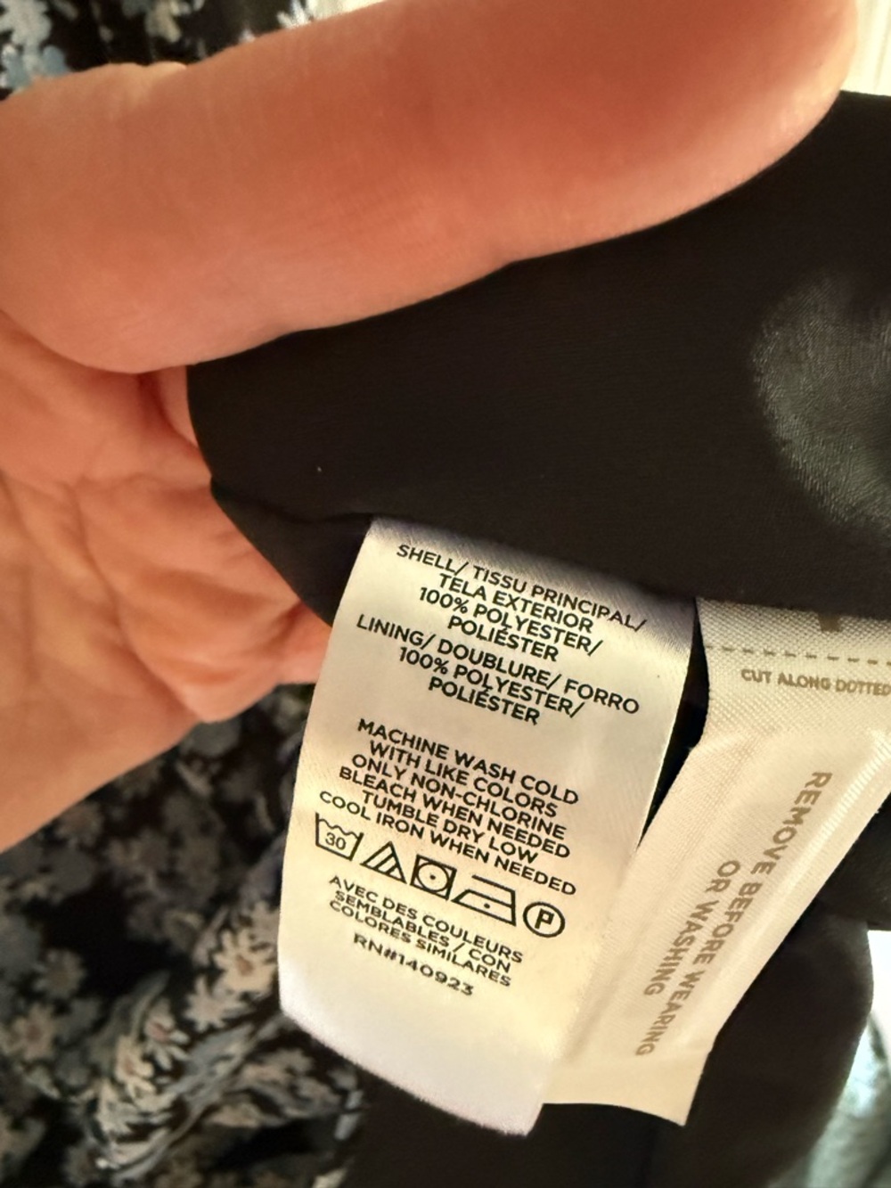 LOFT Black Midi Dress with Light Blue Floral Print - Picture 7 of 7